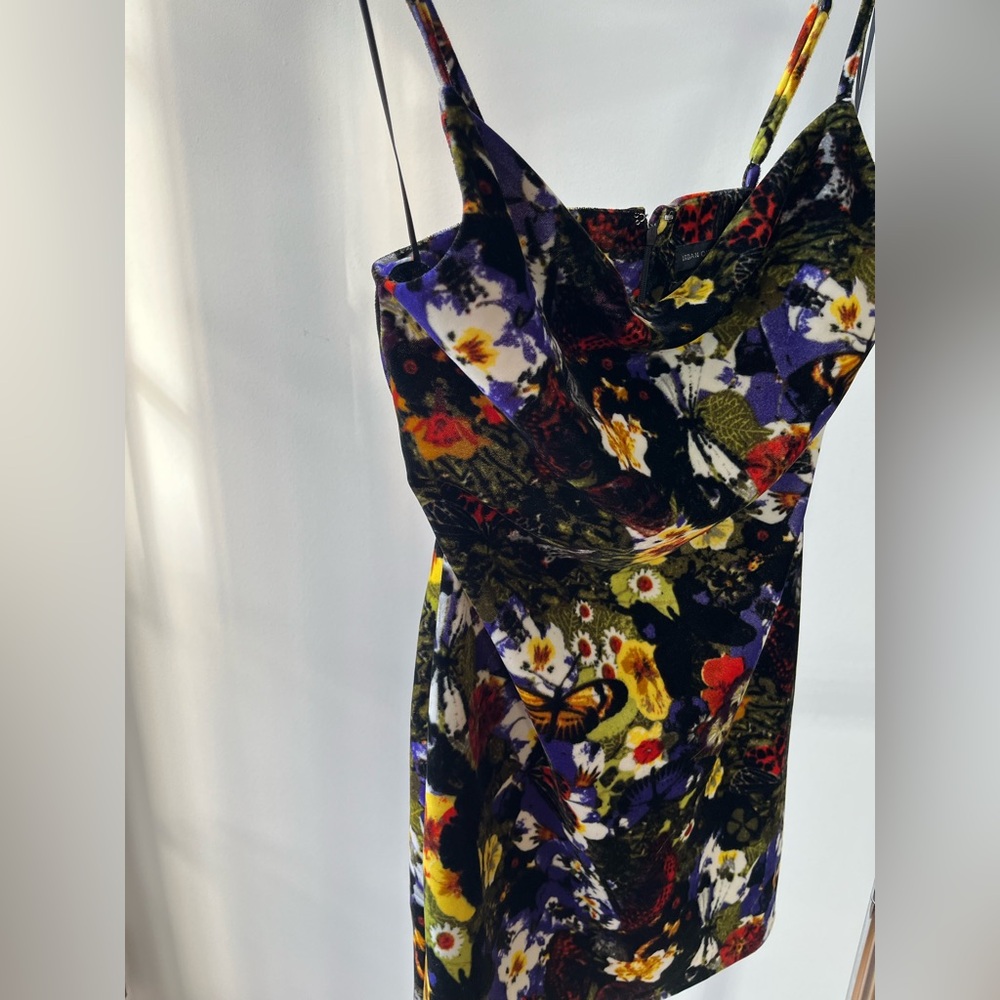 Urban Outfitters Drape Neck Velvet Mini Dress Floral Butterfly Size M